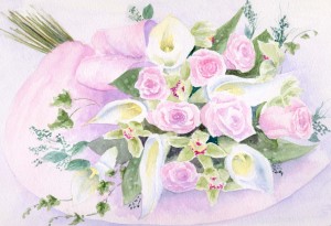 Watercolor Wedding Bouquet