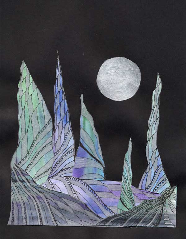 Moon and Hill Scape