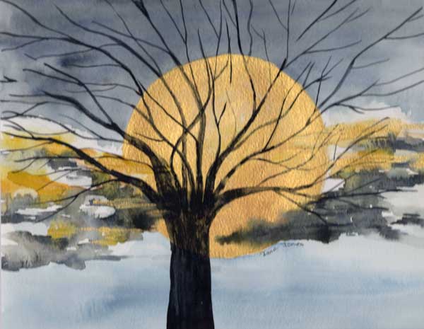 Tree and Golden Moon